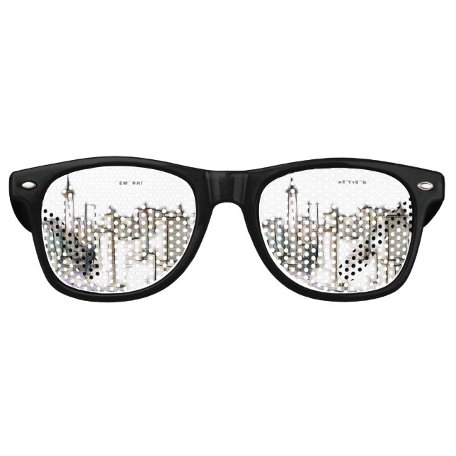 Schwarz-Weiß-Skyline New York City Zeichnend Partybrille (Vorderseite)