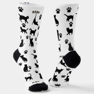 Schwarz-Weiß-Smokingkatze-Socken-Muster-Geschenk Socken
