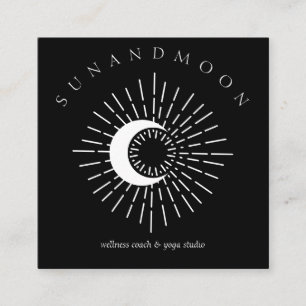 Schwarz Weiß Sonne Mond Spirituelle Sonnenenergie Quadratische Visitenkarte