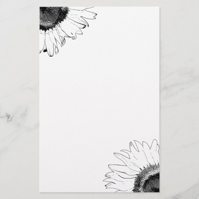 Schwarz-Weiß-Sonnenblumen Briefpapier (Vorderseite)