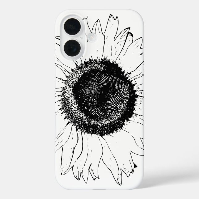 Schwarz-Weiß-Sonnenblumen Case-Mate iPhone Hülle (Rückseite)