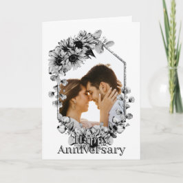 Schwarz-Weiß-Sonnenblumen-Foto Jubiläum Karte