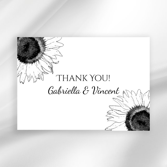 Schwarz-Weiß-Sonnenblumen Hochzeit danke (Von Creator hochgeladen)