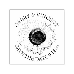 Schwarz-Weiß-Sonnenblumen-Hochzeit speichern Sie d Permastempel