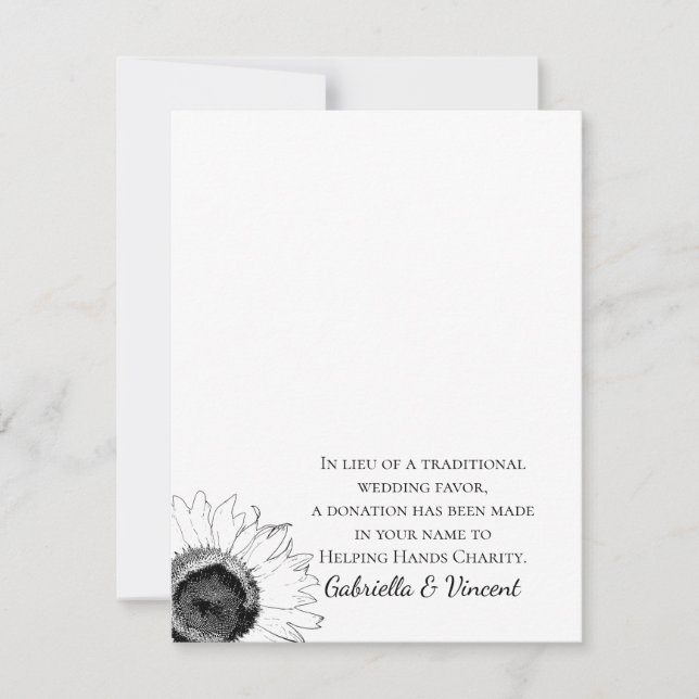 Schwarz-Weiß-Sonnenblumen Hochzeit Wohltätigkeit G (Vorderseite)
