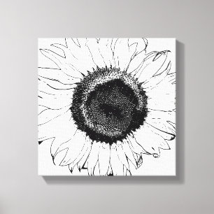 Schwarz-Weiß-Sonnenblumen Leinwanddruck