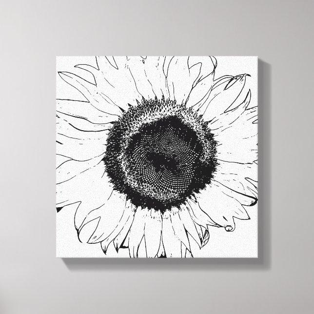 Schwarz-Weiß-Sonnenblumen Leinwanddruck (Vorderseite)