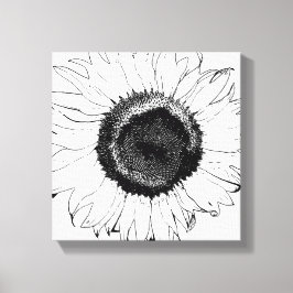 Schwarz-Weiß-Sonnenblumen Leinwanddruck