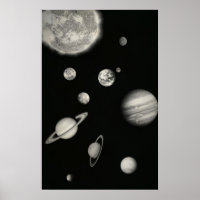 Schwarz-Weiß-Sonnensystem im Raum