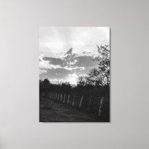 Schwarz-Weiß-Sonnenuntergang Foto Print Leinwand W