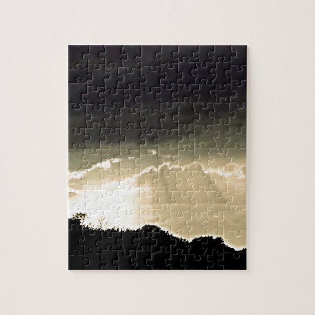 Schwarz-Weiß-Sonnenuntergang Puzzle (Vertikal)