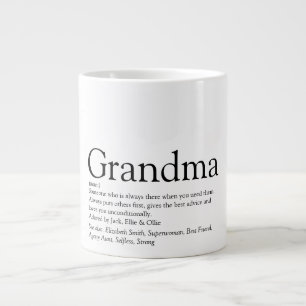 Schwarz-Weiß-Spaß-Oma-Großmutter-Definition Jumbo-Tasse