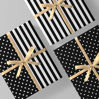 Schwarz-weiß, Spaß und einzigartige Streifen und P Geschenkpapier Set