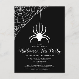 Schwarz-weiß Spider Halloween Tea Party Einladung Postkarte