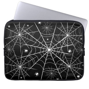 Schwarz-Weiß-Spinnennetz-Gotik-Muster Gruselig Laptopschutzhülle