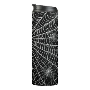 Schwarz & Weiß Spinnennetze Spinnennetz Halloween Thermosbecher