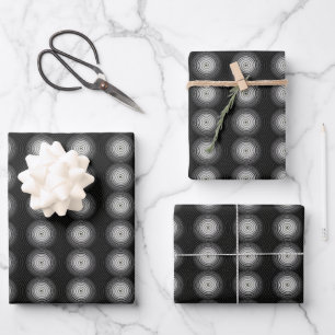 Schwarz-Weiß-Spirale Geschenkpapier Set