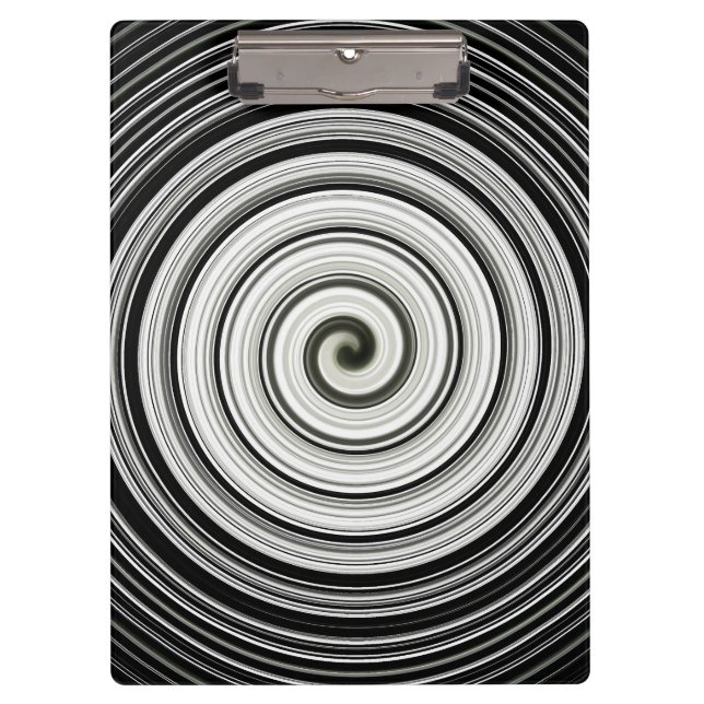 Schwarz-Weiß-Spirale Klemmbrett (Vorderseite)