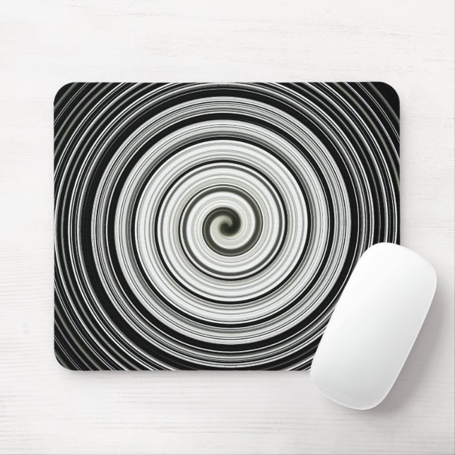 Schwarz-Weiß-Spirale Mousepad (Mit Mouse)