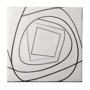 Schwarz-weiß-spiralförmiges Quadrat Abstrakt Fliese