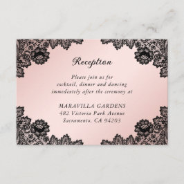 Schwarz-Weiß-Spitzen-Hochzeitsdetails Unterkunft Begleitkarte