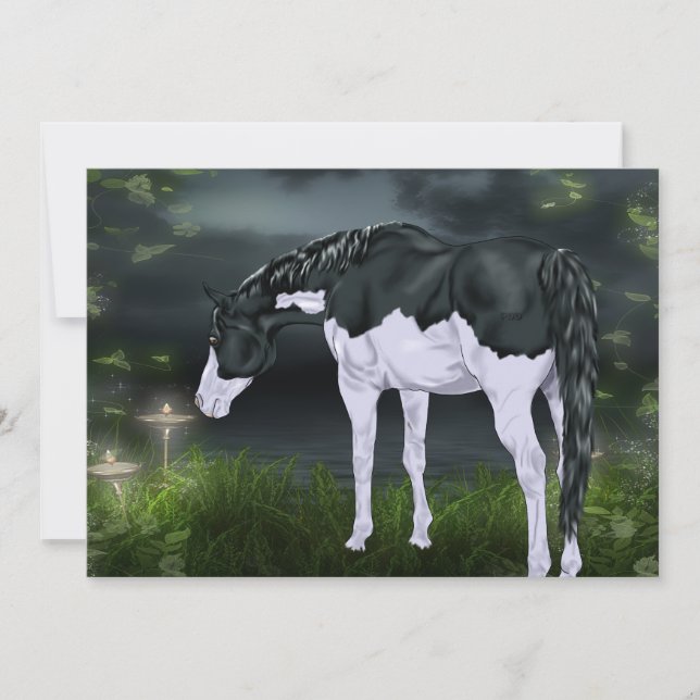 Schwarz-Weiß-Splash-Rahmen Paint Horse Print (Vorderseite)