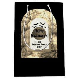 Schwarz-weiß Spooky Spider Bat Moon Happy Hallowee Mittlere Geschenktüte