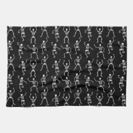 Schwarz-Weiß-Spooky-Tanzskelette Geschirrtuch