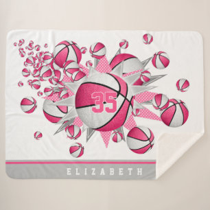 Schwarz-Weiß-Sportstube Mädchen Basketball-Blown Sherpadecke