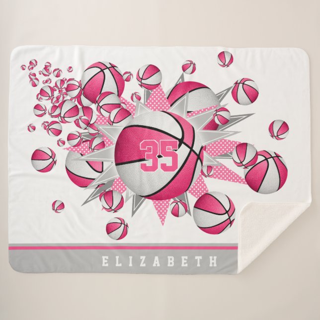 Schwarz-Weiß-Sportstube Mädchen Basketball-Blown Sherpadecke (Vorderseite (Horizontal))