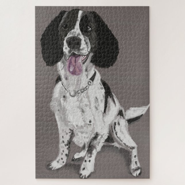Schwarz-Weiß-Springer Spaniel Puzzle (Vertikal)