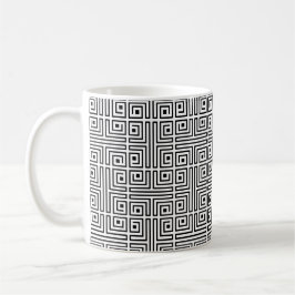 Schwarz-weiß Square Labyrinth Op Art Griechisches  Kaffeetasse