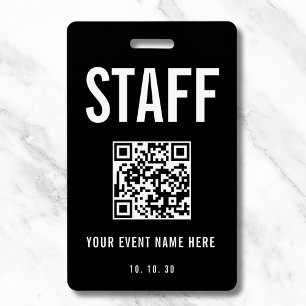 Schwarz Weiß Staff Backstage Pass QR Code Konzert Ausweis