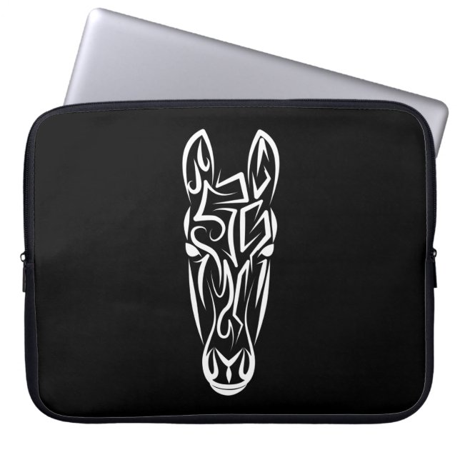 Schwarz-Weiß-Stamm Laptopschutzhülle (Vorderseite)