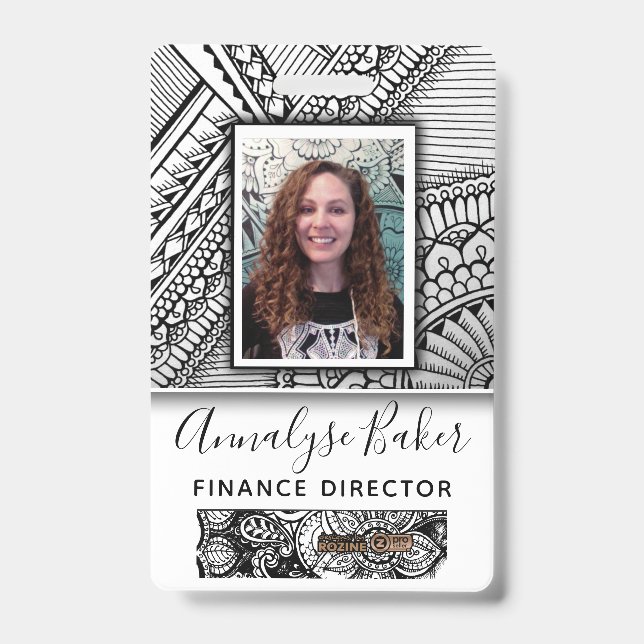 Schwarz-Weiß-Stamm Tattoo Mitarbeiter Foto Name Ausweis (Vorderseite)