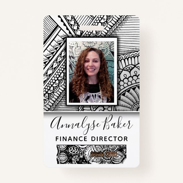 Schwarz-Weiß-Stamm Tattoo Mitarbeiter Foto Name Ausweis (Vorderseite)