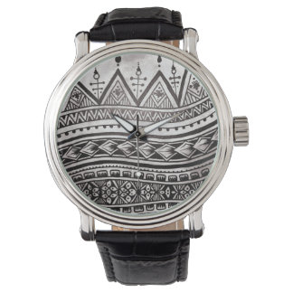Schwarz-Weiß-Stamm Tattoo-Muster Vatertag Armbanduhr