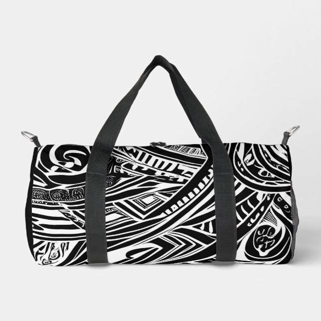 Schwarz-Weiß-Stämme Abstrakt Duffle Bag (Vorderseite)