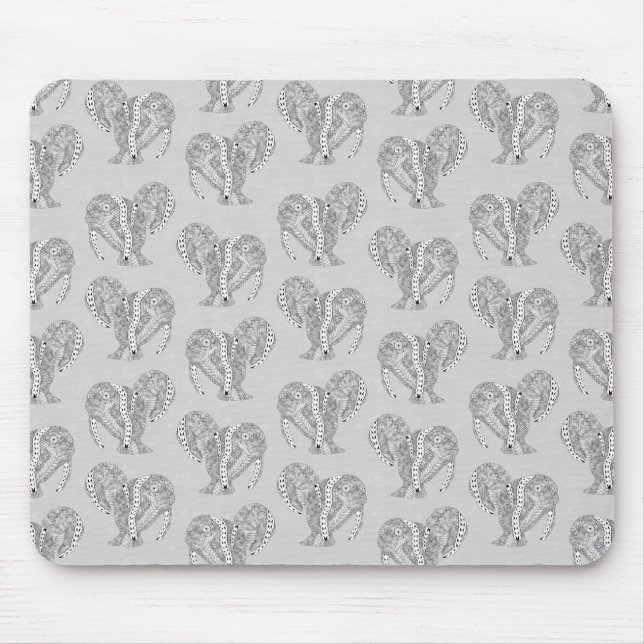 Schwarz-Weiß-Stämme Tattoo Manatees Mousepad (Vorne)