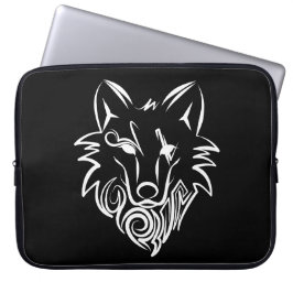 Schwarz-Weiß-Stammes-Wolf Laptopschutzhülle