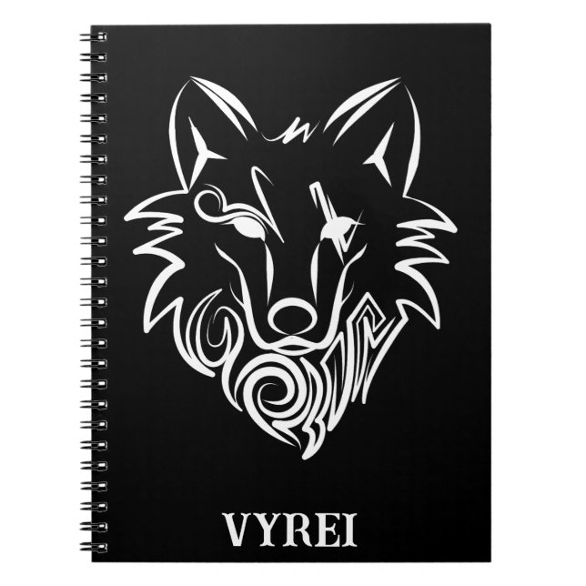 Schwarz-Weiß-Stammes-Wolf Notizblock (Vorderseite)