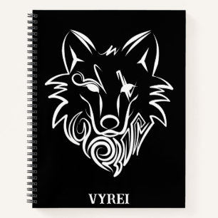 Schwarz-Weiß-Stammes-Wolf Notizbuch