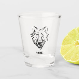 Schwarz-Weiß-Stammes-Wolf Schnapsglas