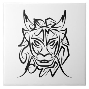 Schwarz-Weiß-Stammesdrache Fliese