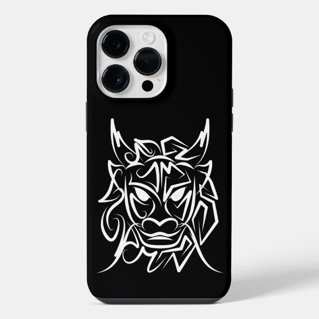 Schwarz-Weiß-Stammesdrache iPhone Hülle (Rückseite)