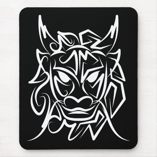 Schwarz-Weiß-Stammesdrache Mousepad (Vorne)