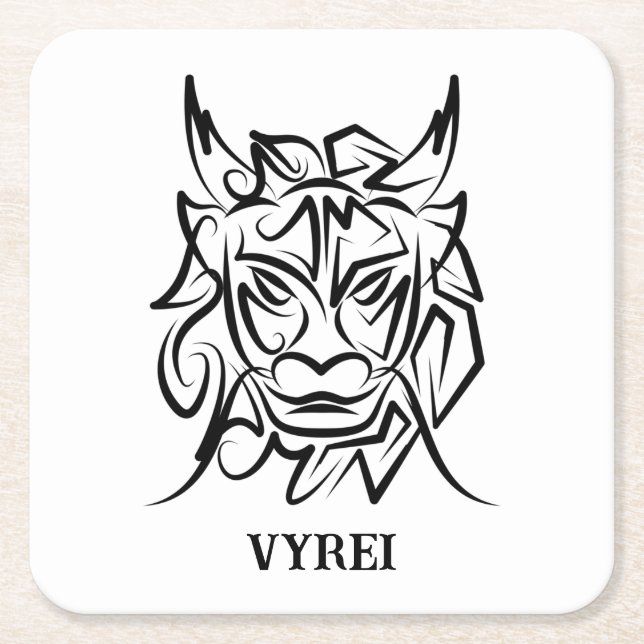 Schwarz-Weiß-Stammesdrache Rechteckiger Pappuntersetzer (Vorderseite)