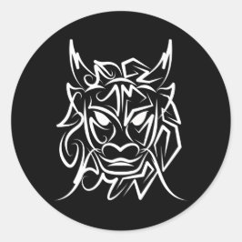Schwarz-Weiß-Stammesdrache Runder Aufkleber
