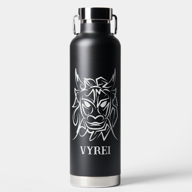 Schwarz-Weiß-Stammesdrache Trinkflasche (Vorderseite)