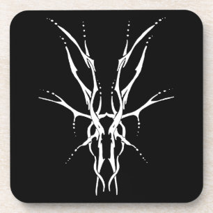 Schwarz-Weiß-Stammesschädel eines Hirsches Jagd-De Getränkeuntersetzer